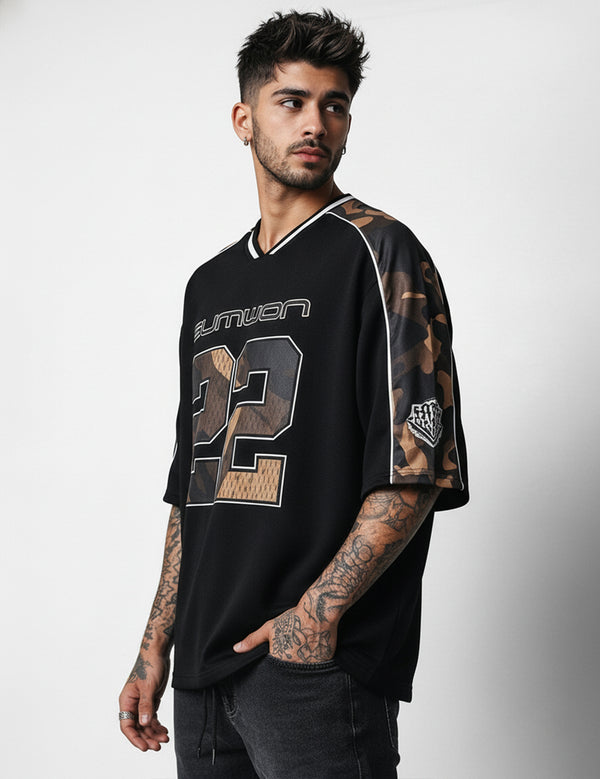 Force Printed Men V Neck Black T-Shirt