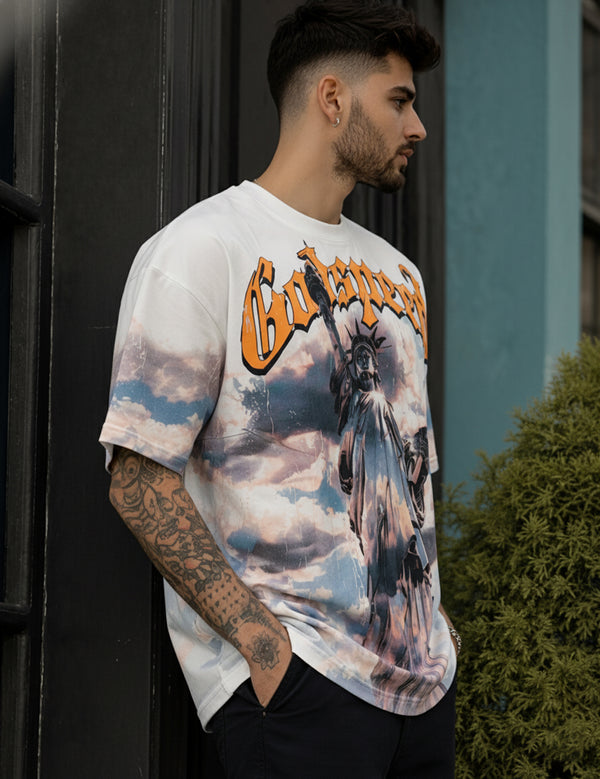 Force Printed Men Round Neck White T-Shirt
