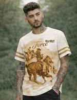 Force Printed Men Round Neck Off-White T-Shirt