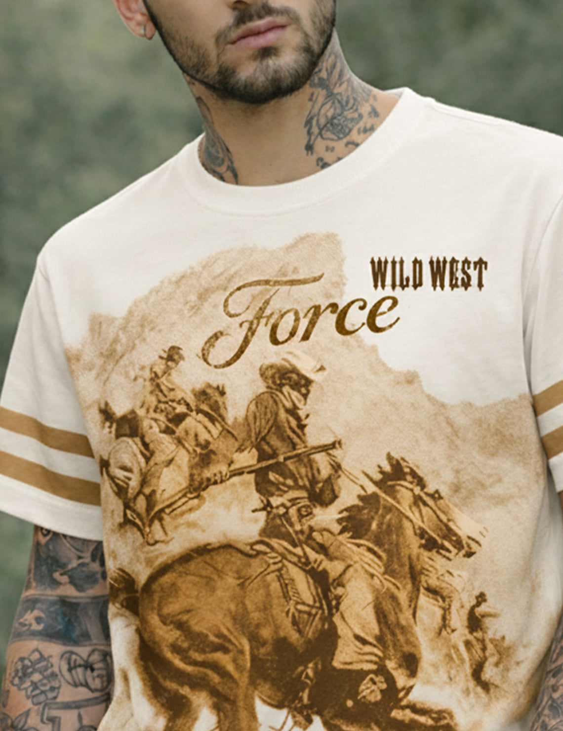 Force Printed Men Round Neck Off-White T-Shirt