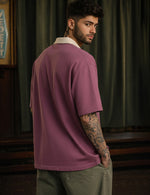 Force Printed Men Zip Neck Pink T-Shirt