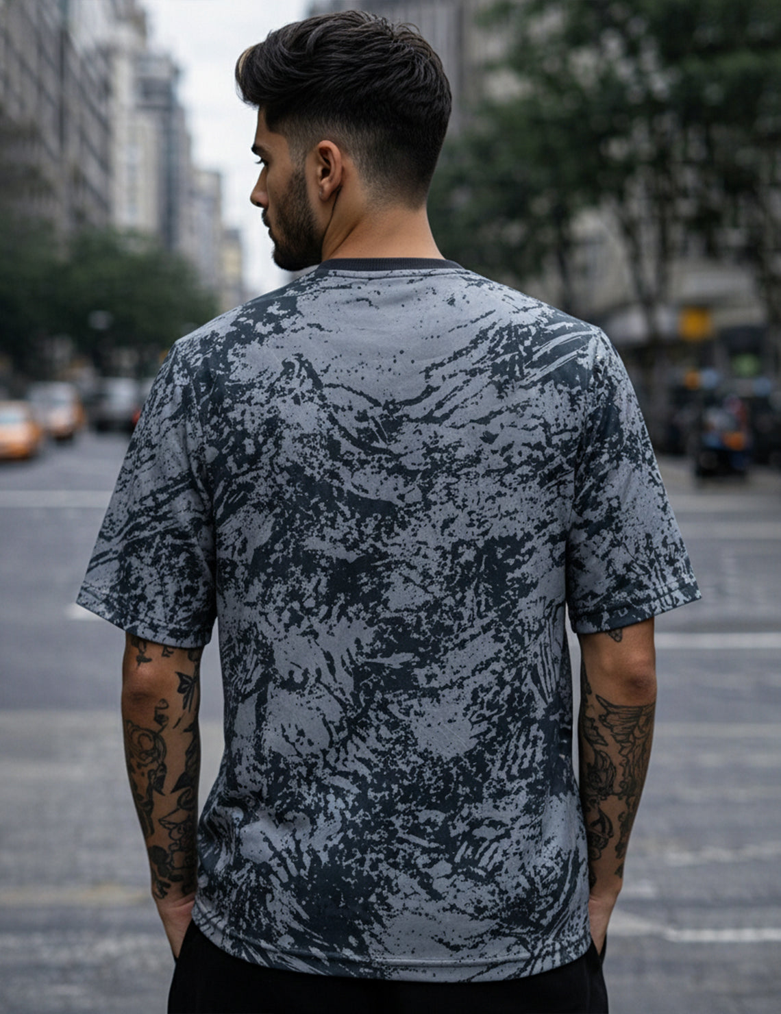 Force Printed Men Round Neck Grey T-Shirt