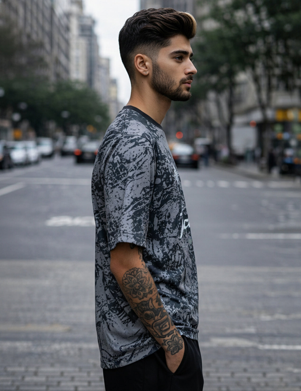 Force Printed Men Round Neck Grey T-Shirt