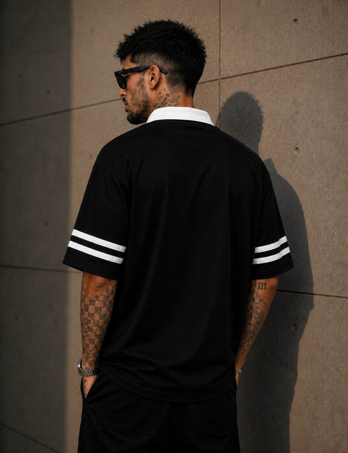 Force Printed Men Zip Neck Black T-Shirt