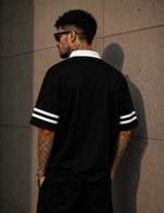 Force Printed Men Zip Neck Black T-Shirt