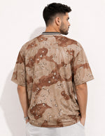 Force Printed Men V Neck Beige T-Shirt