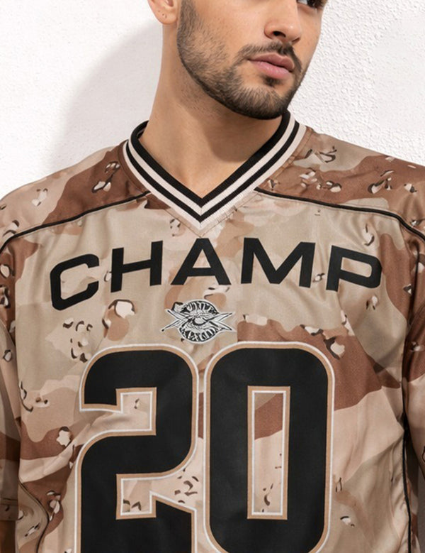 Force Printed Men V Neck Beige T-Shirt