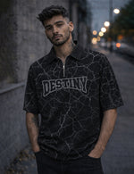 Force Printed Men Zip Neck Black T-Shirt