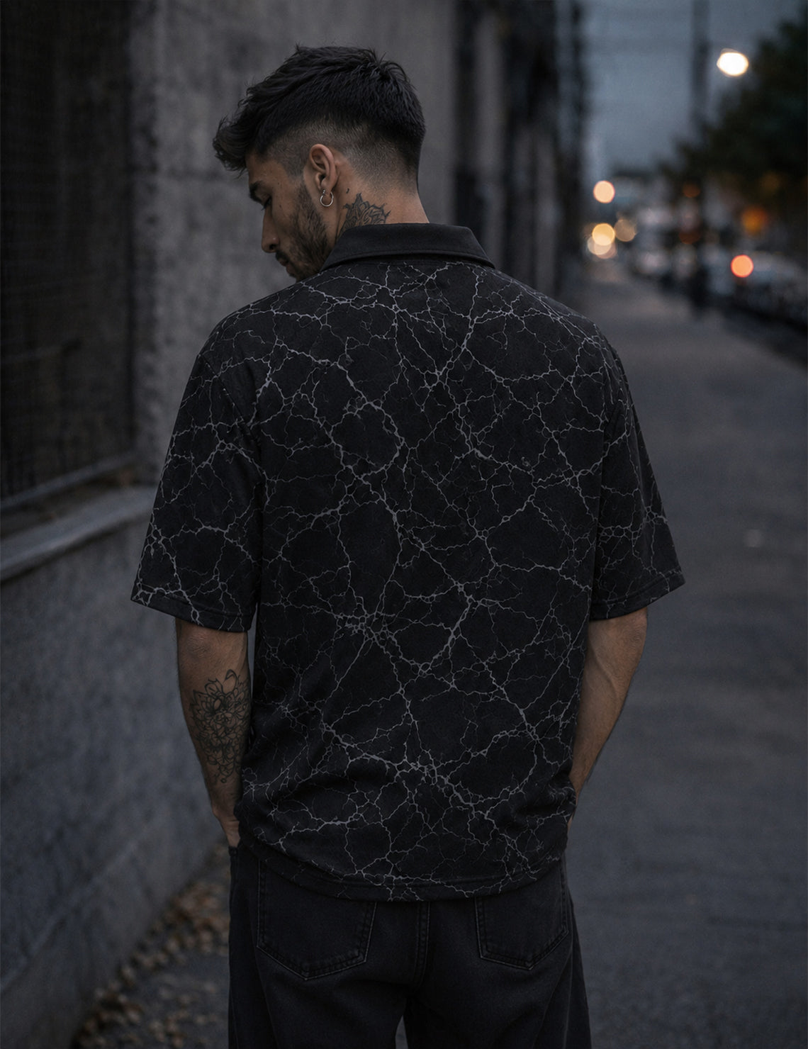 Force Printed Men Zip Neck Black T-Shirt