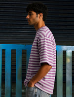 Force Striped Men Round Neck Pink T-Shirt