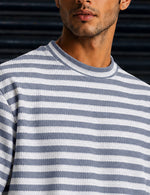 Force Striped Men Round Neck Grey T-Shirt
