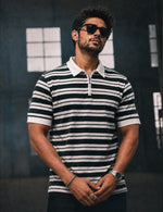 Force Striped Men Polo Neck Dark Green T-Shirt