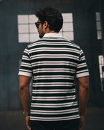 Force Striped Men Polo Neck Dark Green T-Shirt