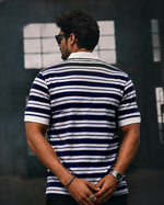 Force Striped Men Polo Neck Purple T-Shirt