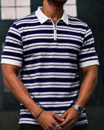 Force Striped Men Polo Neck Purple T-Shirt