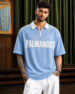 Force Printed Men Polo Neck Light Blue T-Shirt