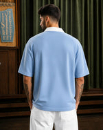 Force Printed Men Polo Neck Light Blue T-Shirt