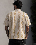 Force Printed Men Polo Neck Beige T-Shirt