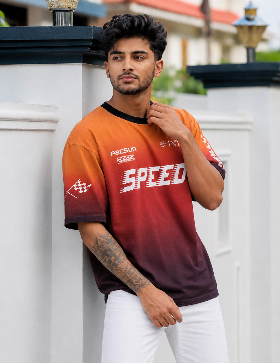 Force Printed Men Round Neck Orange T-Shirt