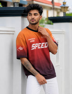 Force Printed Men Round Neck Orange T-Shirt