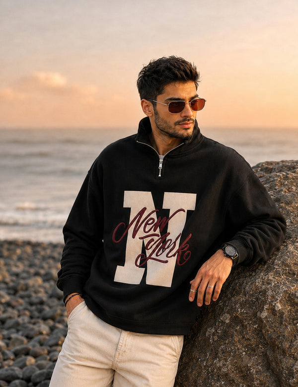 Force Printed Men Black Sweatshirt