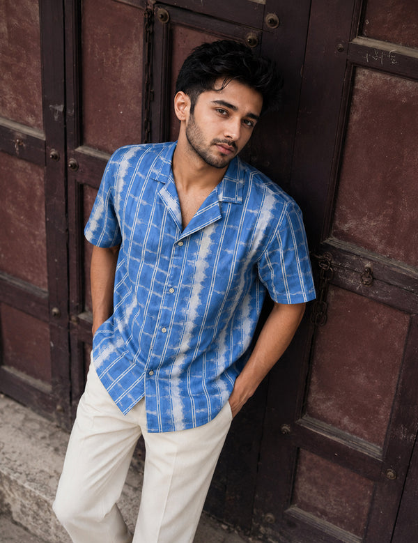 Force Men Printed Casual Light Blue Shirt