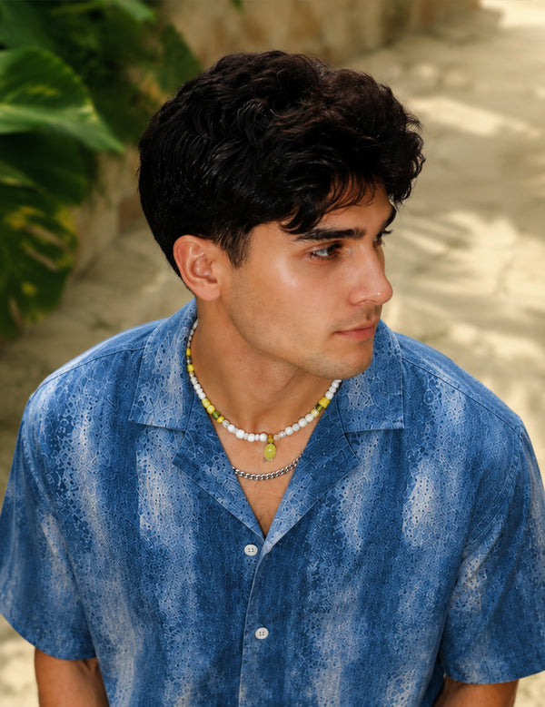 Men Printed Casual Blue Shirt