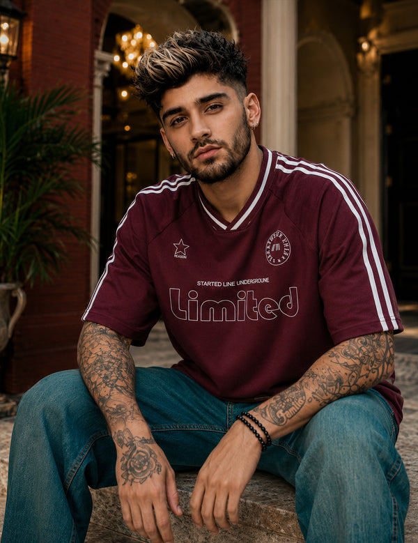 Force Printed Men V Neck Maroon T-Shirt