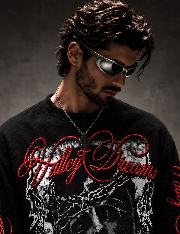 Vally Dreams – Black Graphic Full-Sleeve T-Shirt