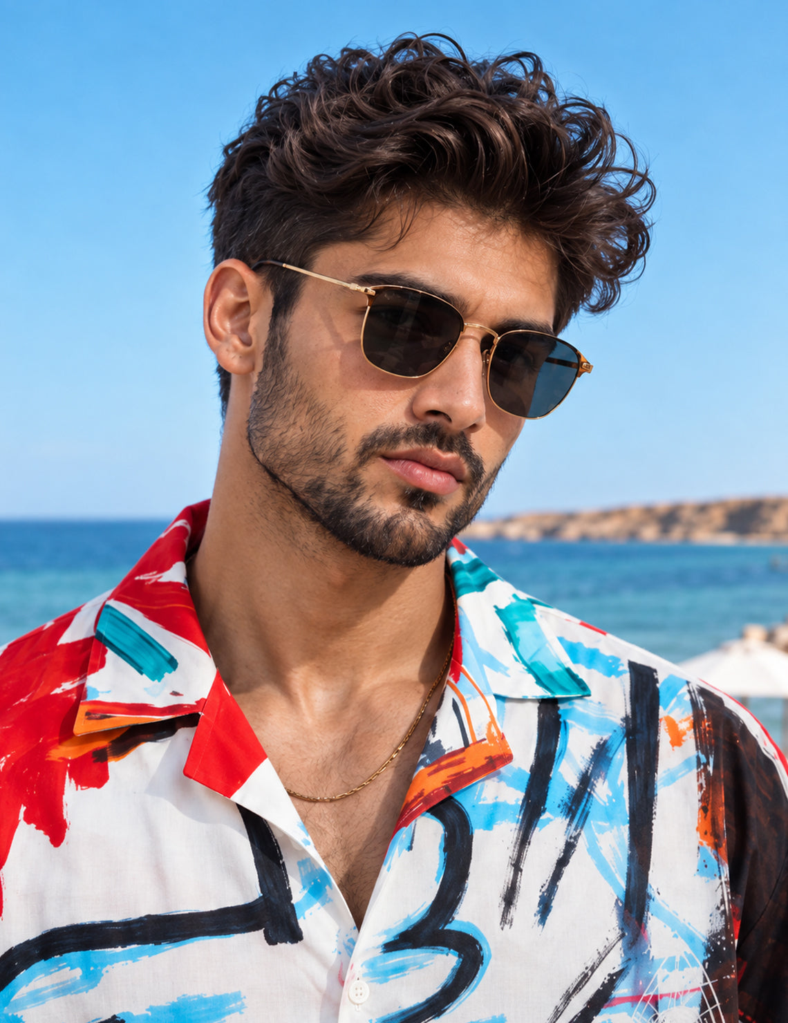 Force Mens Abstract Print White Shirt