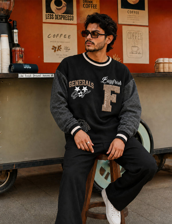Force Printed Men Black Sweatshirt