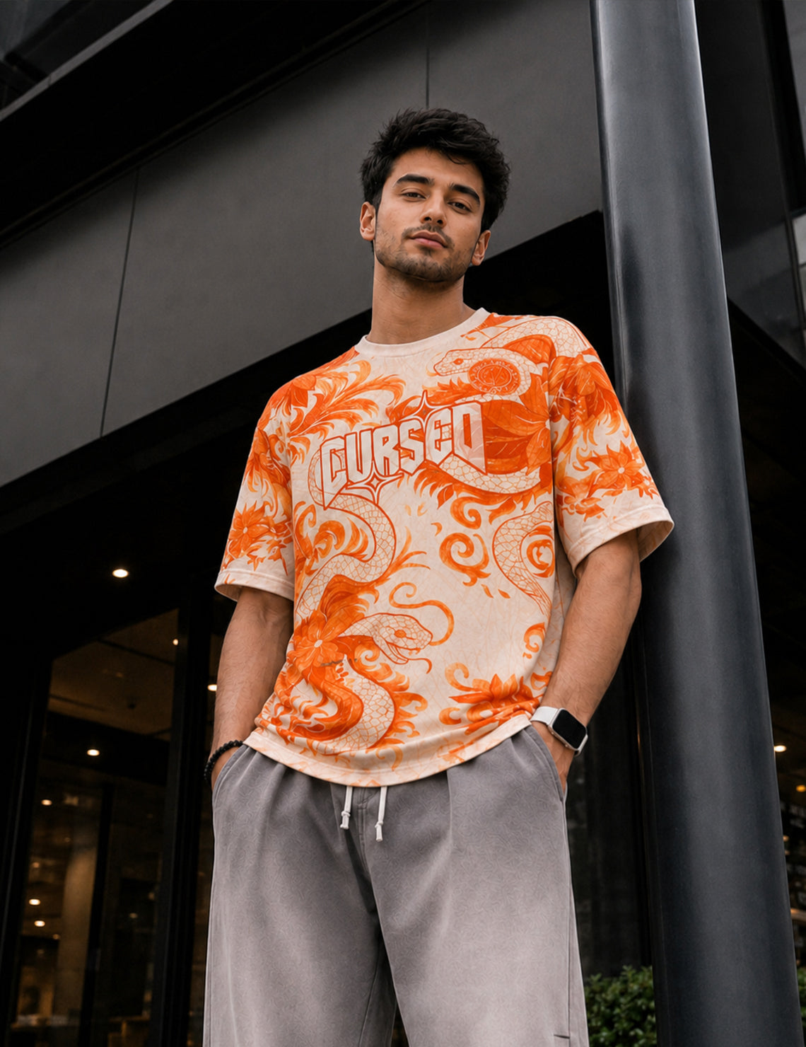 Force Printed Men Round Neck White T-Shirt