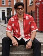 Force Mens Floral Print Red Shirt
