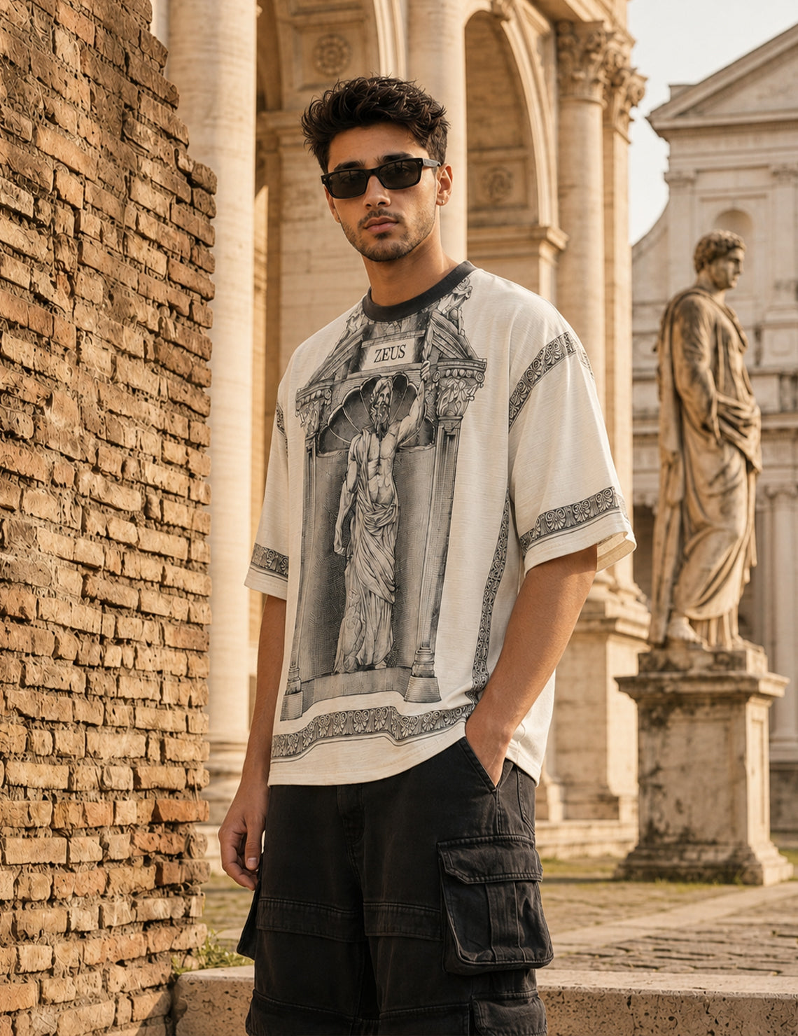 Force Printed Men Round Neck Beige T-Shirt