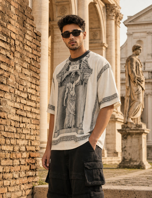 Force Printed Men Round Neck Beige T-Shirt