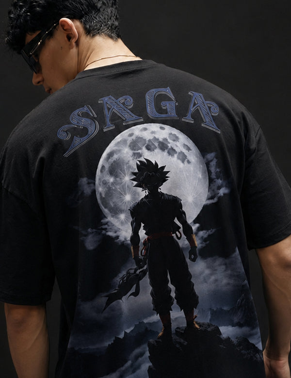 Force Graphic Print Men Round Neck Black T-Shirt
