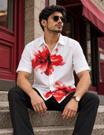 Force Mens Floral Print White Shirt