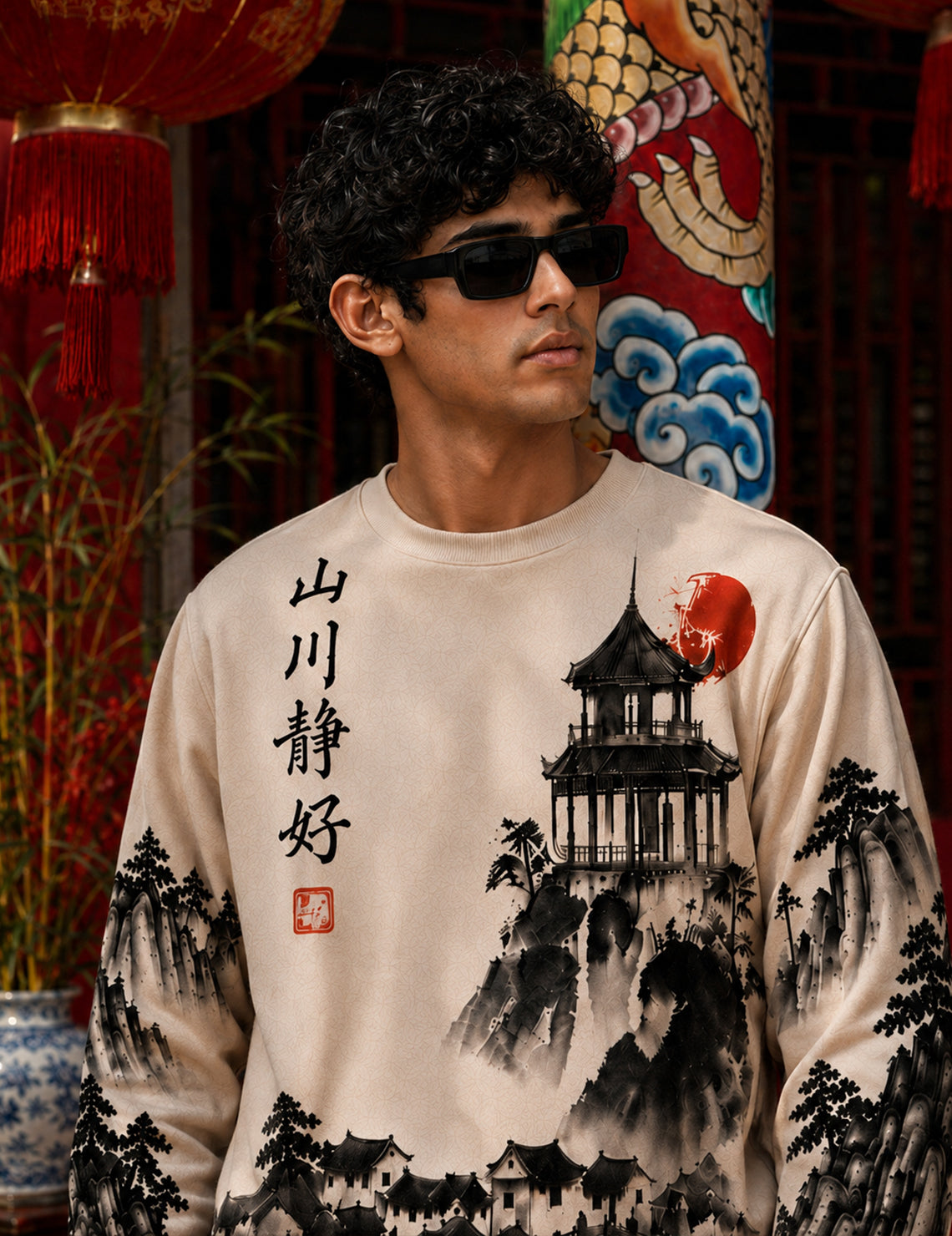 Force Printed Men Round Neck Beige T-Shirt