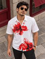 Force Mens Floral Print White Shirt
