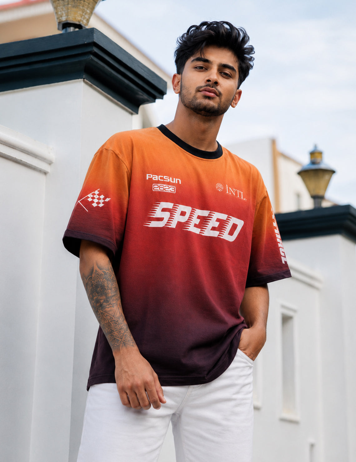 Force Printed Men Round Neck Orange T-Shirt