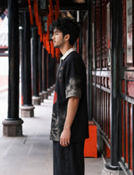 Force Printed Men Zip Neck Black T-Shirt
