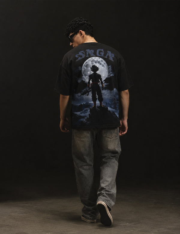 Force Graphic Print Men Round Neck Black T-Shirt