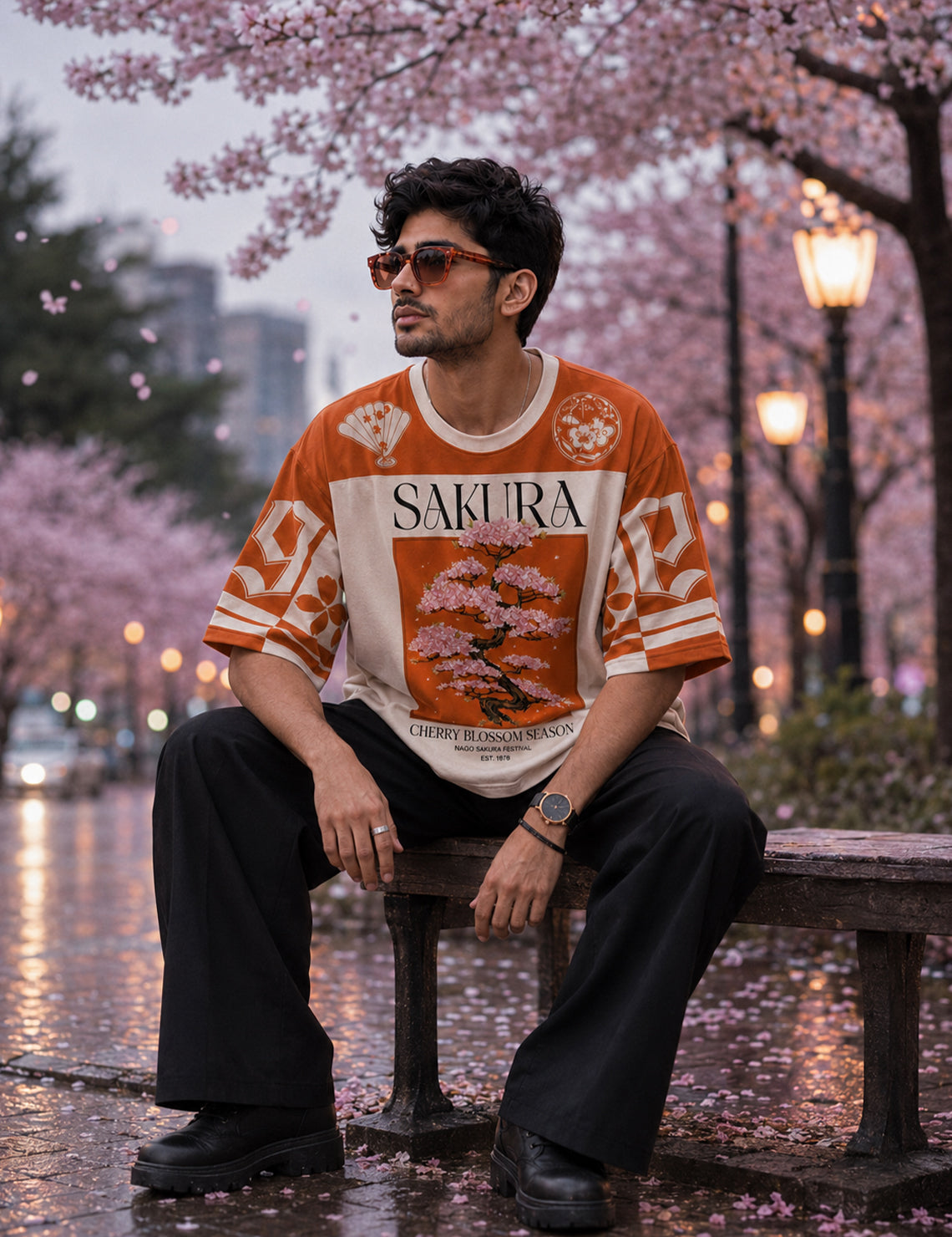 Force Printed Men Round Neck Orange T-Shirt