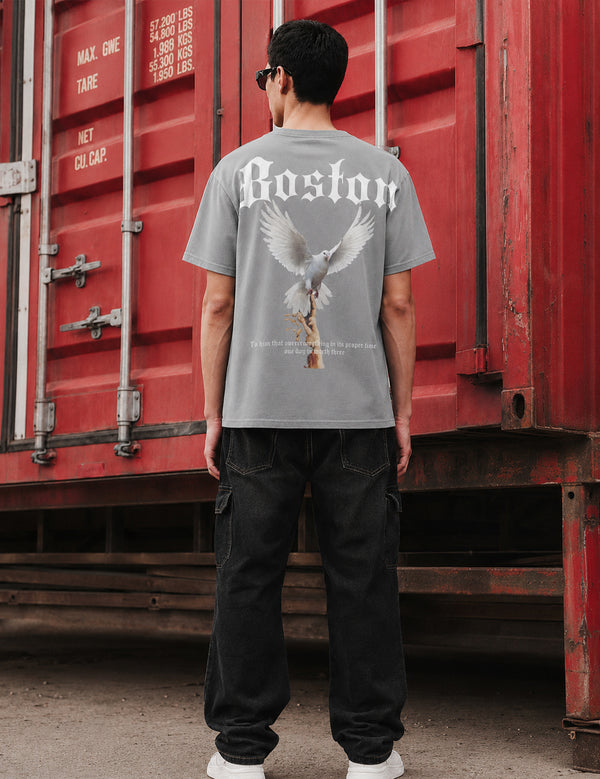 Force Printed Men Round Neck Grey T-Shirt