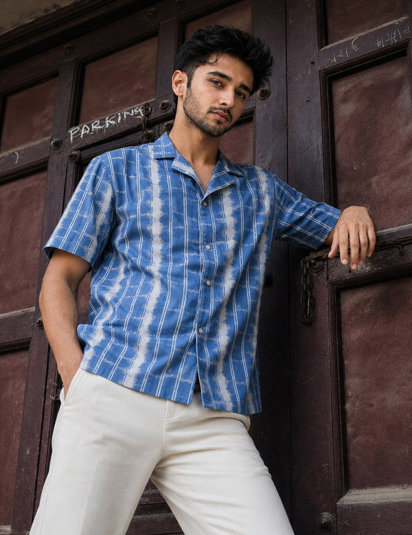 Force Men Printed Casual Light Blue Shirt