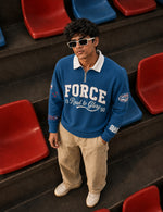 Force Printed Men Zip Neck LightBlue T-Shirt