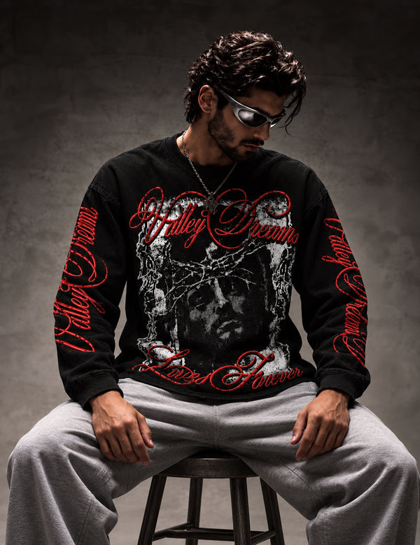 Vally Dreams – Black Graphic Full-Sleeve T-Shirt