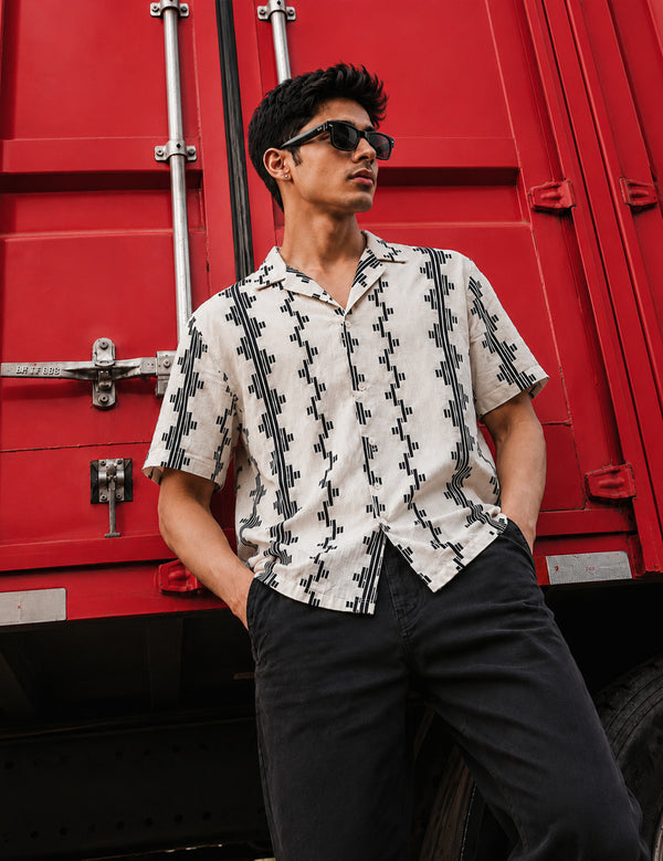 Force Men Printed Casual White Shirt