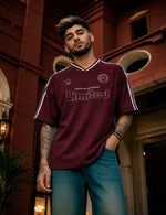 Force Printed Men V Neck Maroon T-Shirt