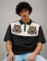 Force Printed Men Zip Neck Multicolor T-Shirt